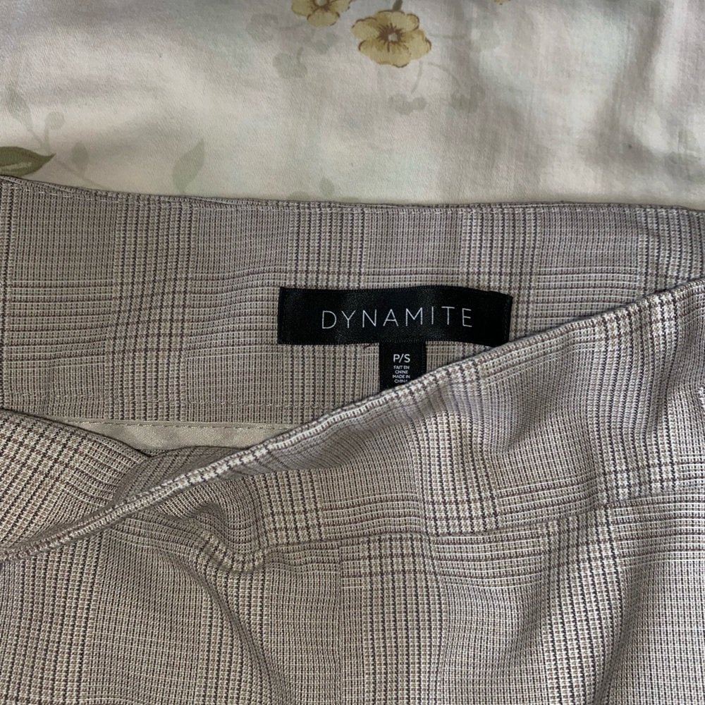 Dynamite Beige Plaid Trousers